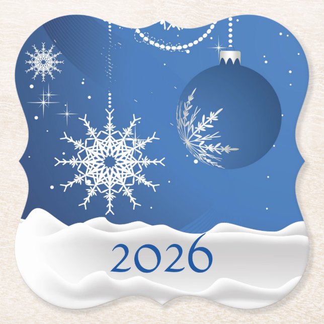 Weihnachts-Schneeflocke-Schneeglasuntersetzer 2026 Untersetzer (Vorderseite)