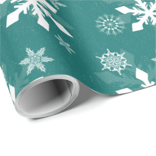 Weihnachts-Schneeflocke Türkis Geschenkpapier