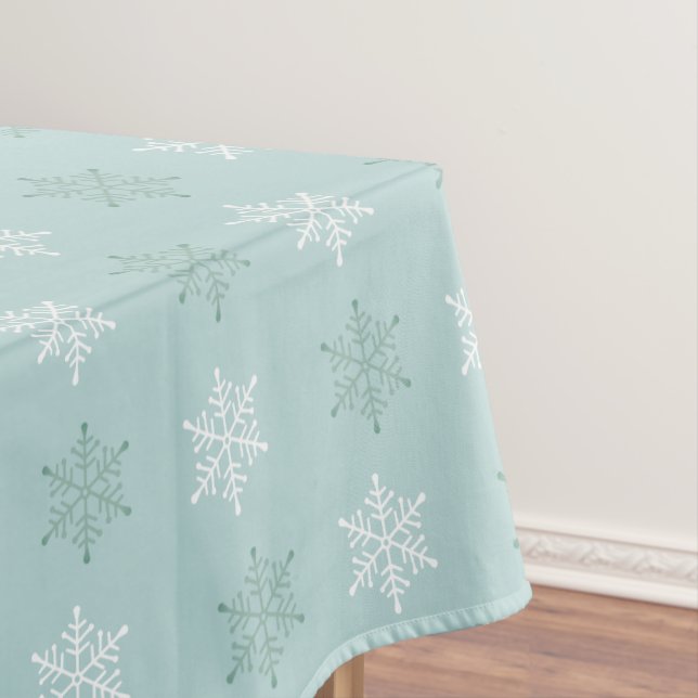 Weihnachts-Schneeflocken auf Mystery Light Blue Tischdecke (Beispiel)