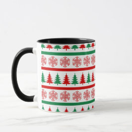 Weihnachts-Schneeflocken & Bäume Bedruckter Becher Tasse