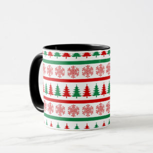Weihnachts-Schneeflocken & Bäume Bedruckter Becher Tasse