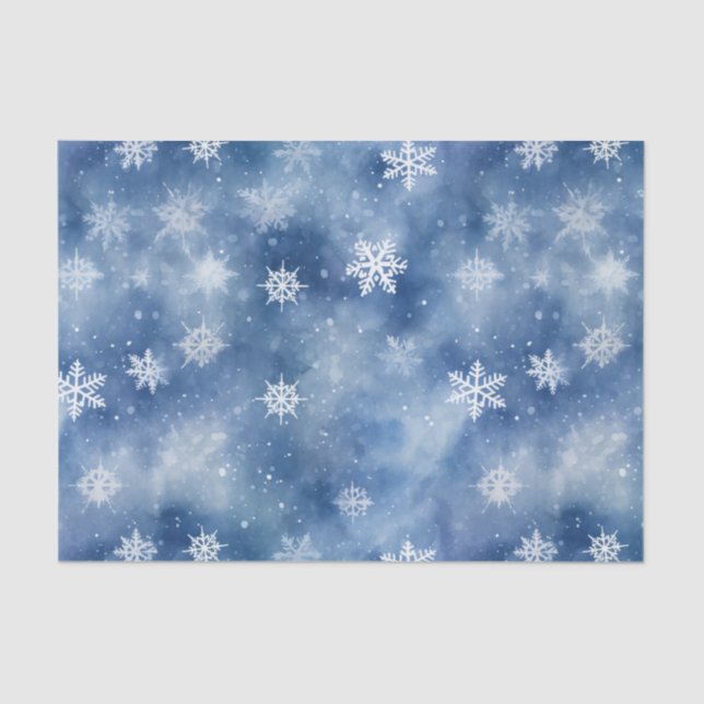 Weihnachts-Schneeflocken Blue Sky-Zwirnpapier Seidenpapier (Vorderseite)
