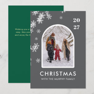 Weihnachts-Schneeflocken-Bogen-Muster Familienfoto Feiertagskarte