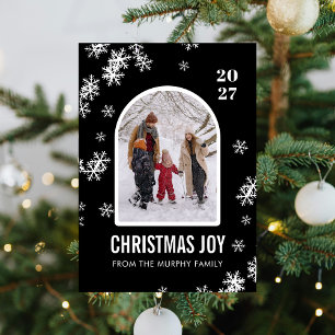 Weihnachts-Schneeflocken-Bogen-Muster Familienfoto Feiertagskarte