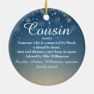 Weihnachts-Schneeflocken-Cousin-Definitions-Skript Keramik Ornament