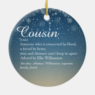 Weihnachts-Schneeflocken-Cousin-Definitions-Skript Keramik Ornament