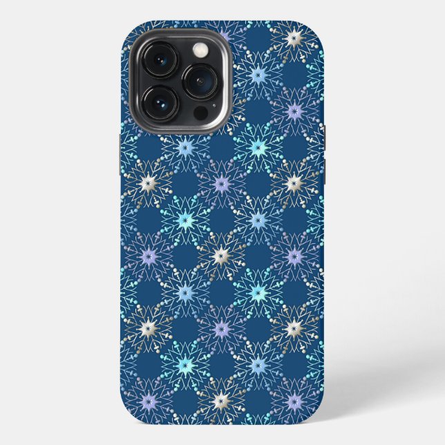 Weihnachts-Schneeflocken-Feiermuster iPhone Hülle (Rückseite)
