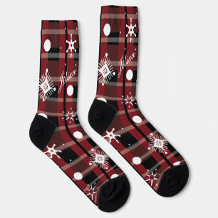 Weihnachts-Schneeflocken-Karo-Schrift-Name Socken