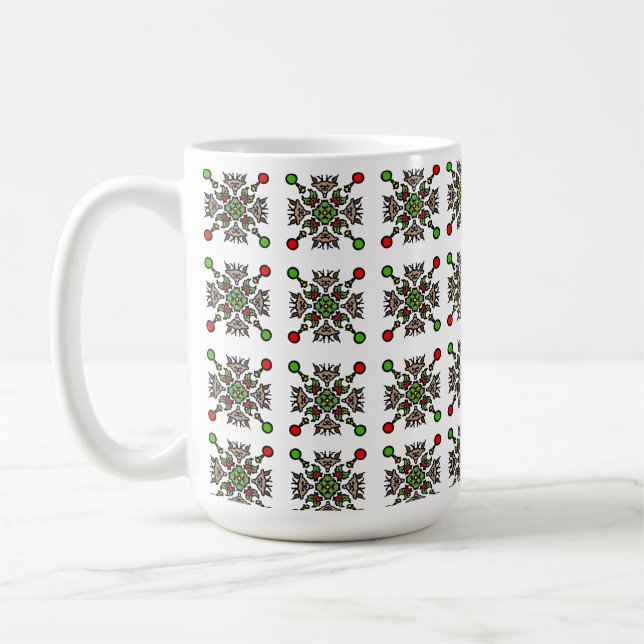 Weihnachts-Schneeflocken-Mandala Kaffeetasse (Links)