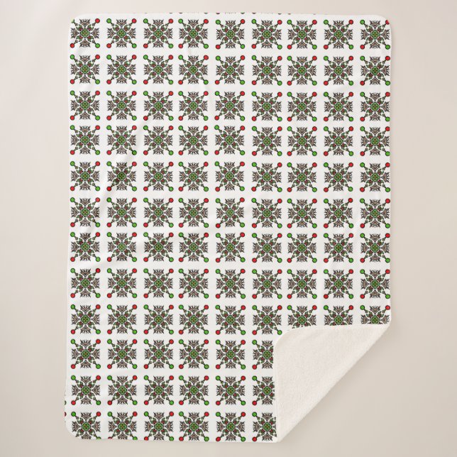 Weihnachts-Schneeflocken-Mandala Sherpadecke (Vorderseite)