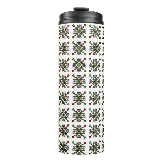 Weihnachts-Schneeflocken-Mandala Thermosbecher (Vorderseite)