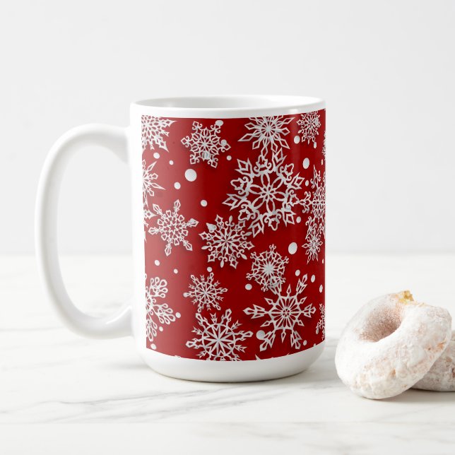 Weihnachts-Schneeflocken-Muster Kaffeetasse (Mit Donut)