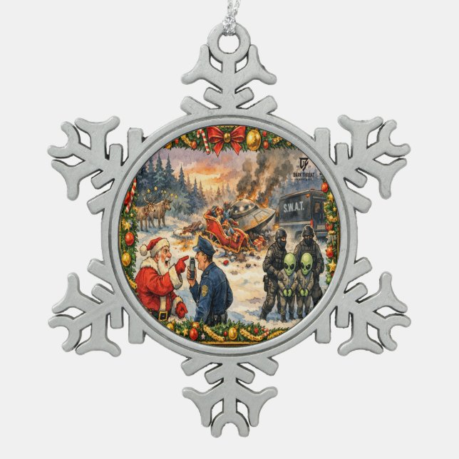 Weihnachts-Schneeflocken-Ornament Schneeflocken Zinn-Ornament (Vorderseite)