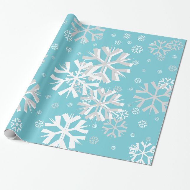 Weihnachts-Schneeflocken Papier-Aqua Geschenkpapier (Ungerollt)