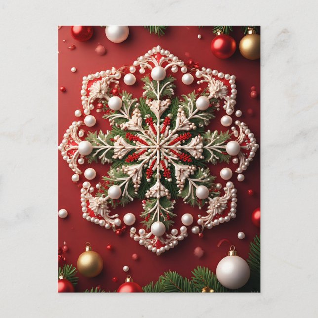 Weihnachts-Schneeflocken Postkarte (Vorderseite)