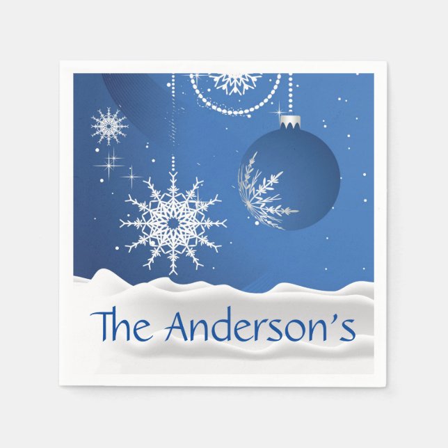 Weihnachts-Schneeflocken Schneedeckchen Napkins Serviette (Vorderseite)