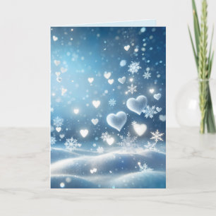 Weihnachts-Schneeflocken und Schneeherzen Karte