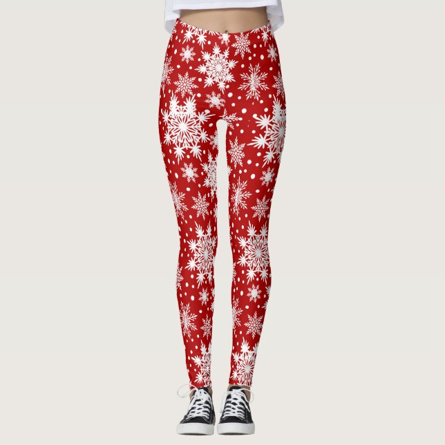 Weihnachts-Schneeflockenmuster Leggings (Vorderseite)