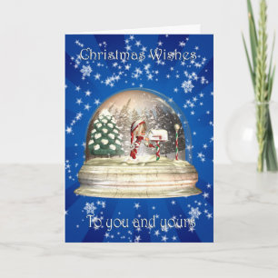 Weihnachts-Schneeglobe mit kleiner Elche und Brief Feiertagskarte