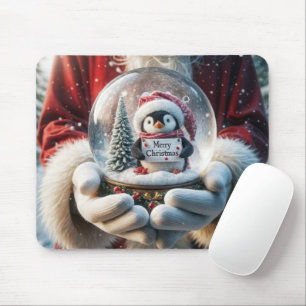Weihnachts-Schneeglobe mit Pinguin Mousepad