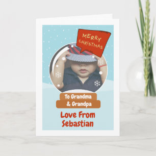 Weihnachts-Schneeglobe-Sprechblase Fotokarte Feiertagskarte