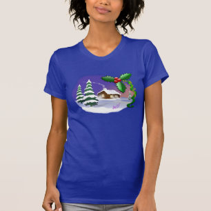 Weihnachts-Schneehütte Lapis Fein Jersey T-Shirt