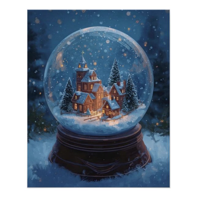 Weihnachts-Schneekugel-Plakat Poster (Vorderseite)