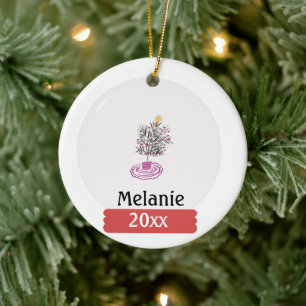 Weihnachts-Schneekugel und Baumname Keramik Ornament