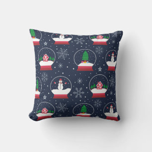 Weihnachts-Schneekugel und Schneemann Winter Muste Kissen