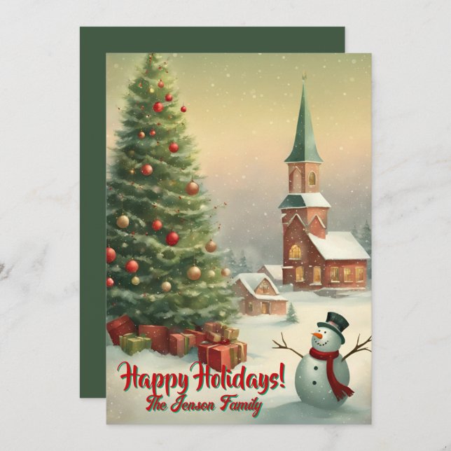 Weihnachts-Schneemann2, Happy Holidays, Weihnachts Einladung (Vorne/Hinten)