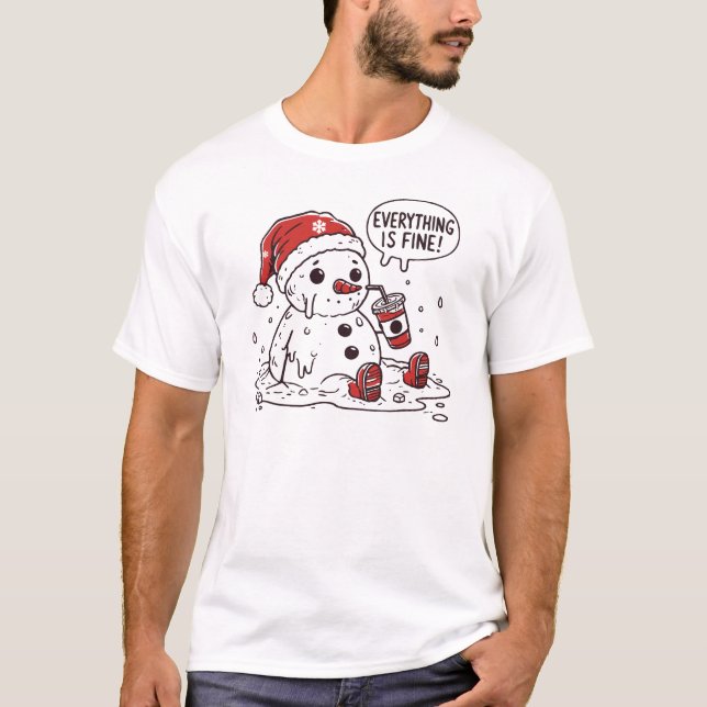 Weihnachts-Schneemann Alles ist fein Melken lustig T-Shirt (Vorderseite)