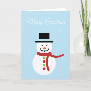 Weihnachts-Schneemann auf Blau Feiertagskarte