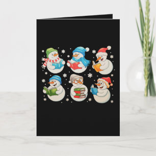 Weihnachts-Schneemann Bücher Lesender Lehrer Xmas Karte