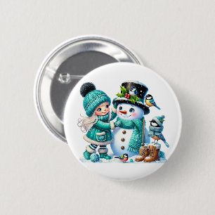 Weihnachts-Schneemann Button
