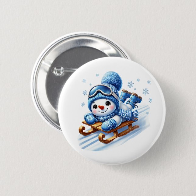 Weihnachts-Schneemann Button (Vorne & Hinten)