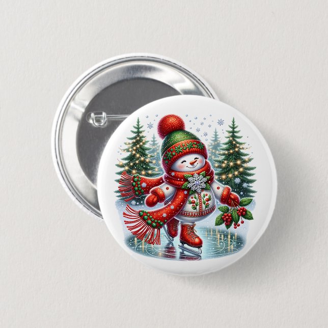 Weihnachts-Schneemann Button (Vorne & Hinten)