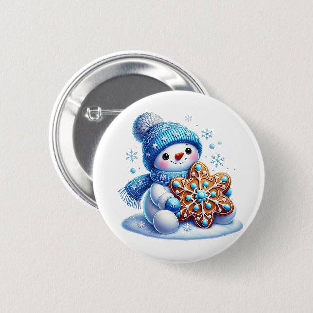 Weihnachts-Schneemann Button (Vorne & Hinten)