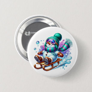 Weihnachts-Schneemann Button