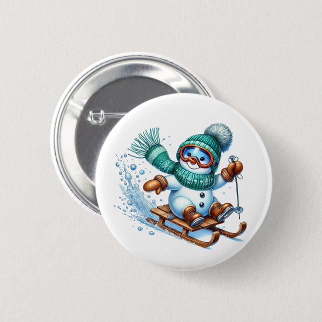 Weihnachts-Schneemann Button (Vorne & Hinten)