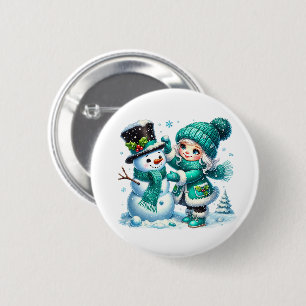 Weihnachts-Schneemann Button