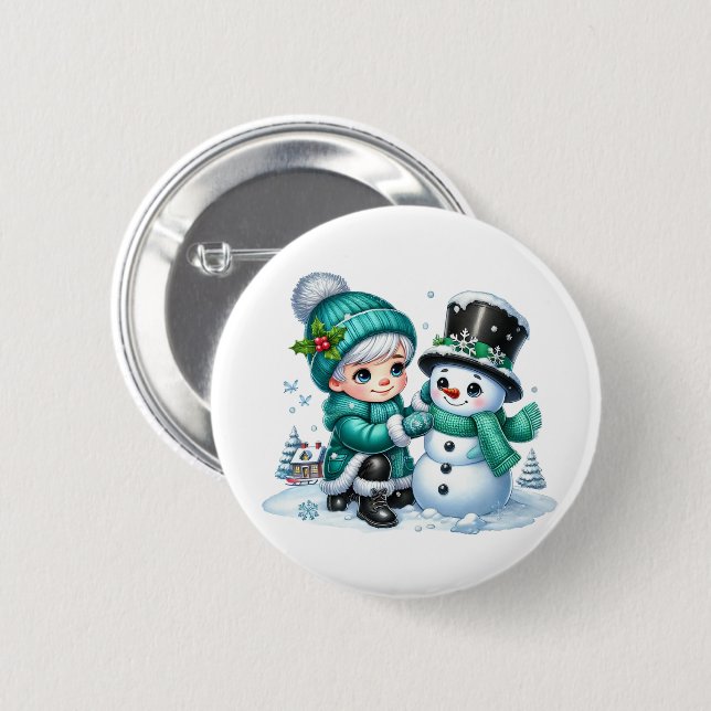 Weihnachts-Schneemann Button (Vorne & Hinten)