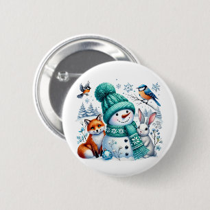 Weihnachts-Schneemann Button