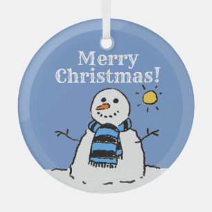 Weihnachts-Schneemann-Design mit Frohe Weihnachten Ornament Aus Glas