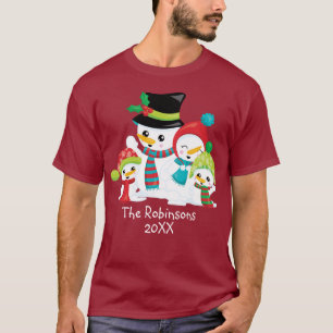 Weihnachts-Schneemann-Familie Mama Papa Kinder Fam T-Shirt