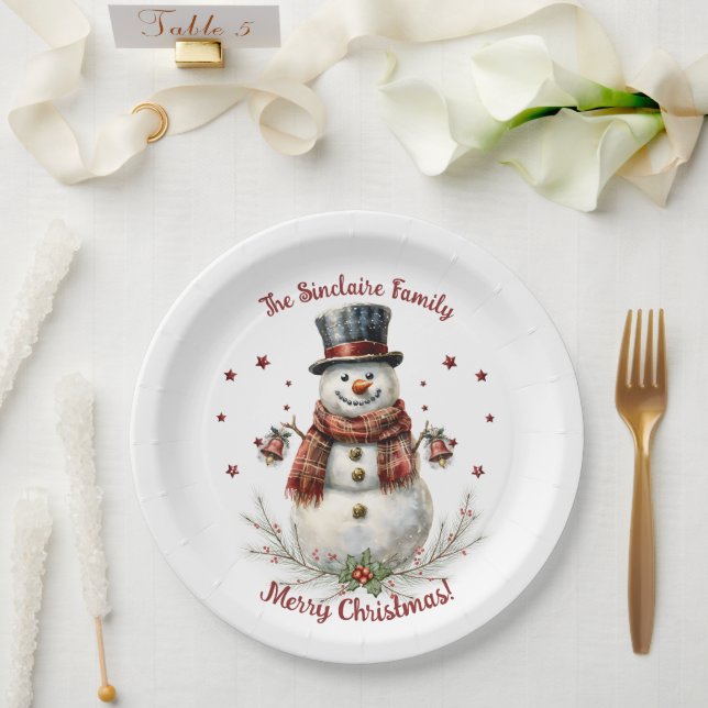 Weihnachts-Schneemann-Feierparty Pappteller (Hochzeit)