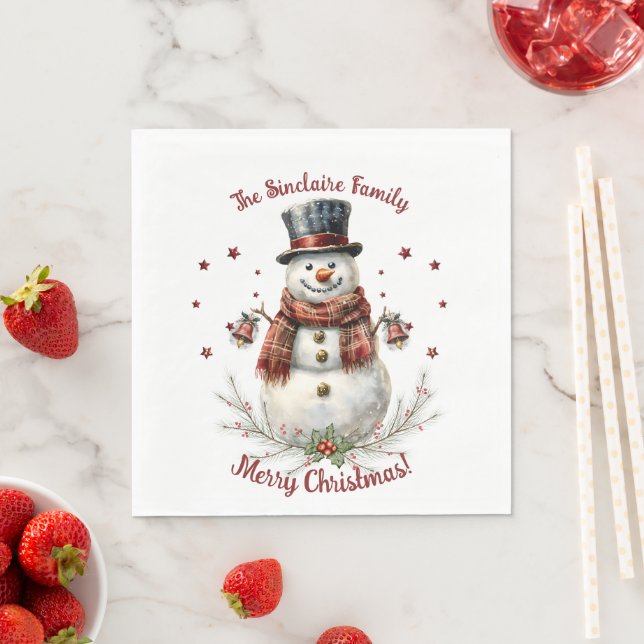 Weihnachts-Schneemann-Feierparty Serviette (Beispiel)