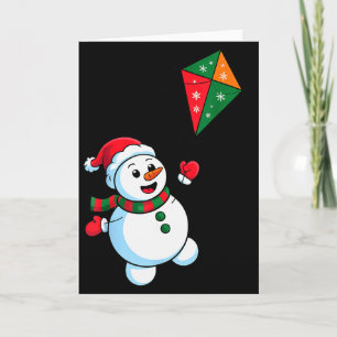 Weihnachts-Schneemann fliegt Drachen lustiger Weih Karte