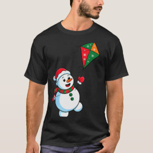 Weihnachts-Schneemann fliegt Drachen lustiger Weih T-Shirt