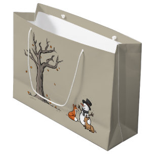 Weihnachts-Schneemann Fuchs und Reh Waldtier Große Geschenktüte