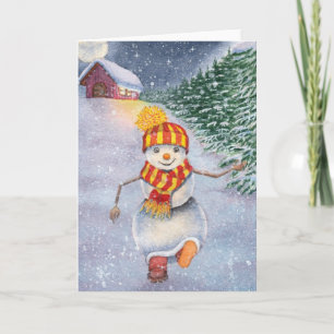 Weihnachts-Schneemann gehend Karte